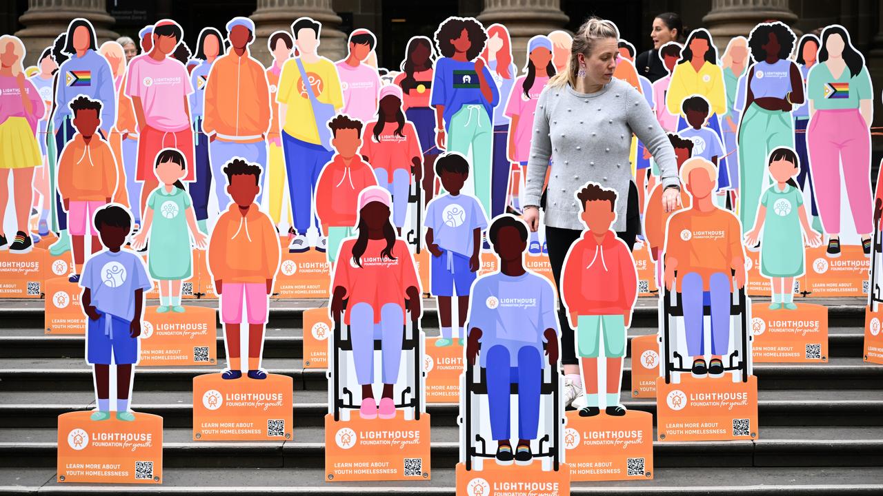 A display in Melbourne highlighting youth homelessness