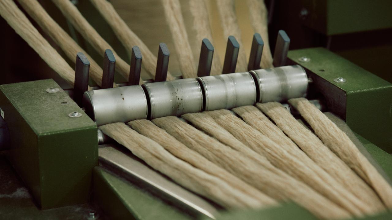 wool being prepared for use in a sustainable textiles project