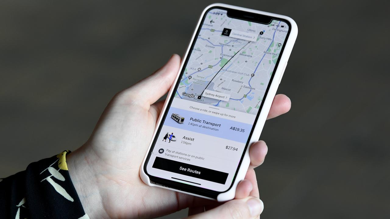 A smartphone showing the Uber app (file image)