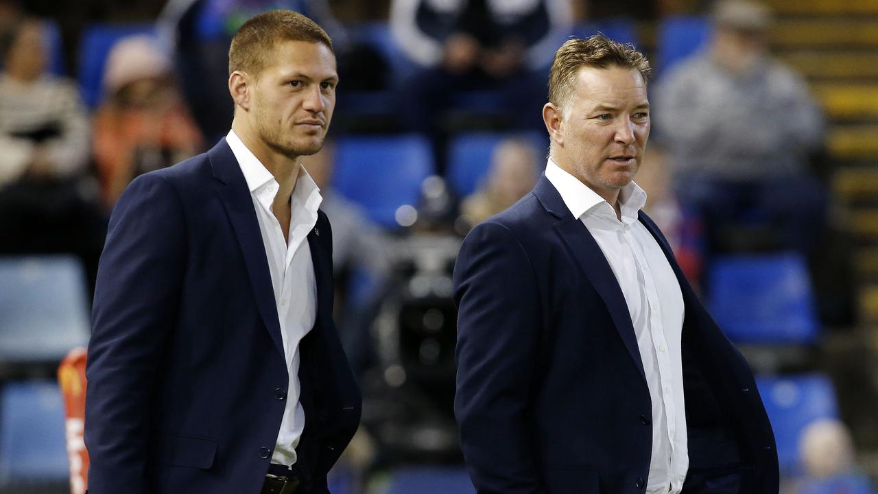 (L-R) Kaylan Ponga and Adam O'Brien.