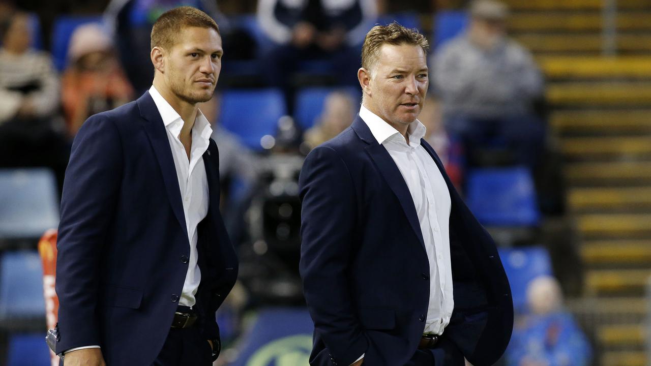 (L-R) Kaylan Ponga and Adam O'Brien.