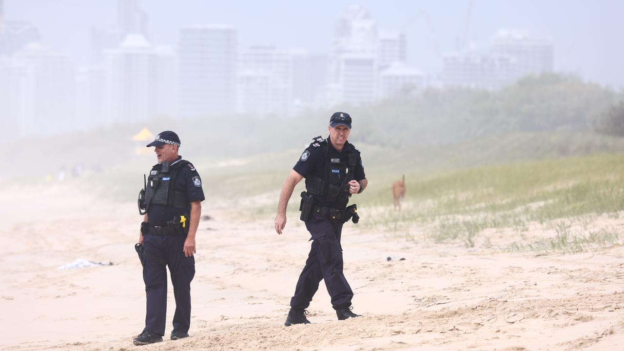 Police at a Gold Coast beach
