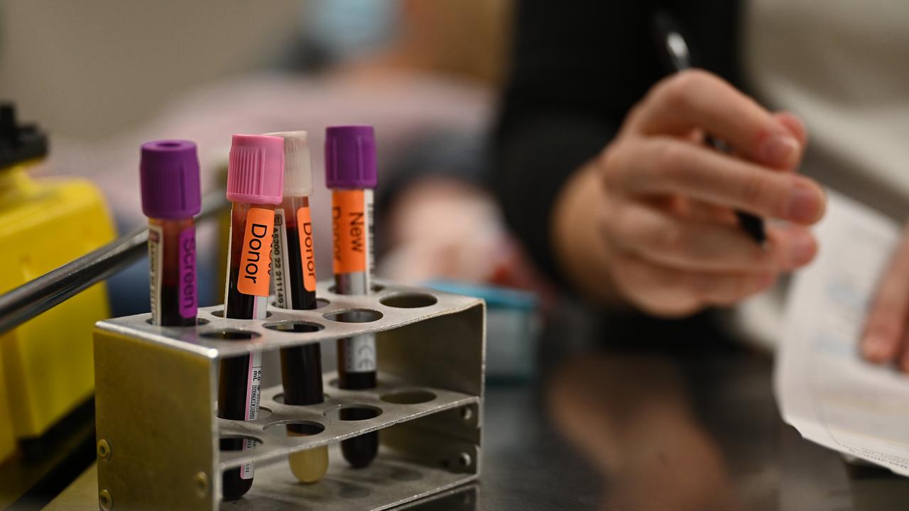 Vials of blood donations