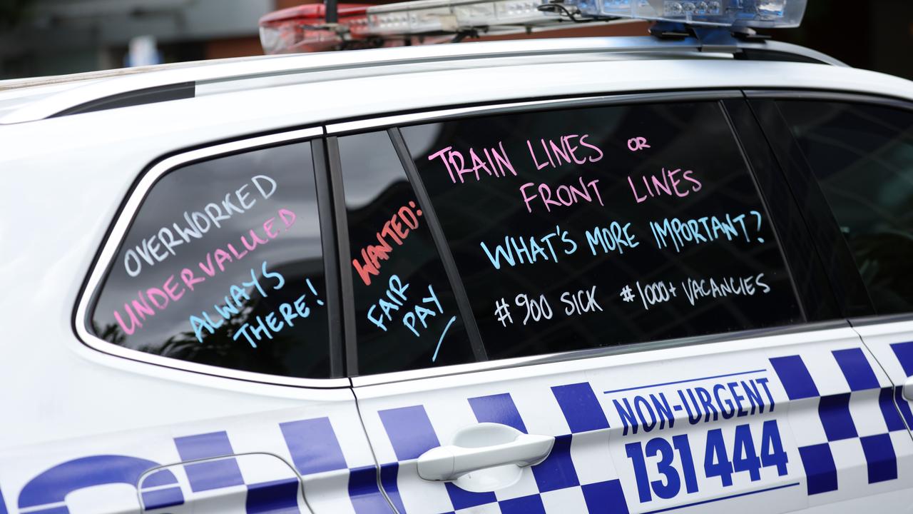 Campaign messages on police car (file)