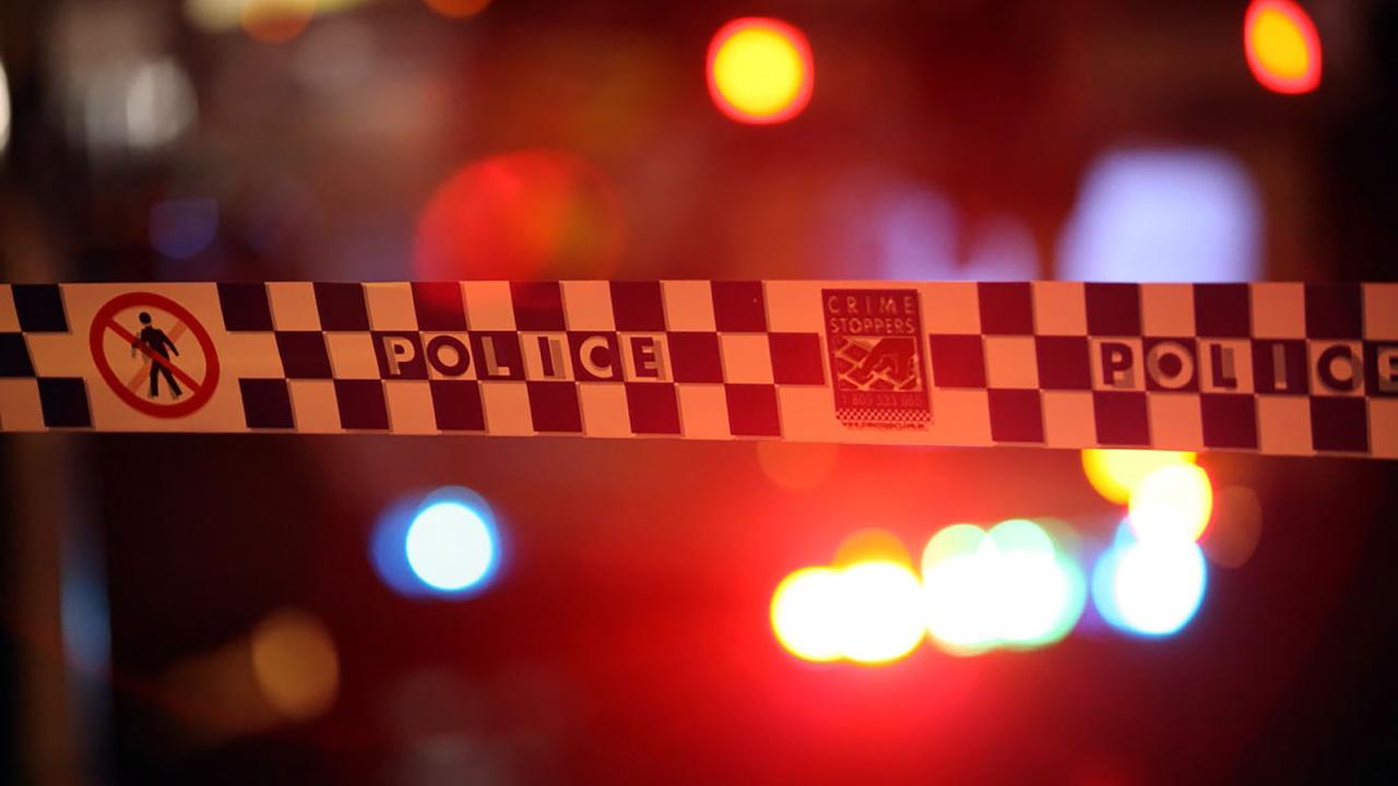 Police lights and crime scene tape