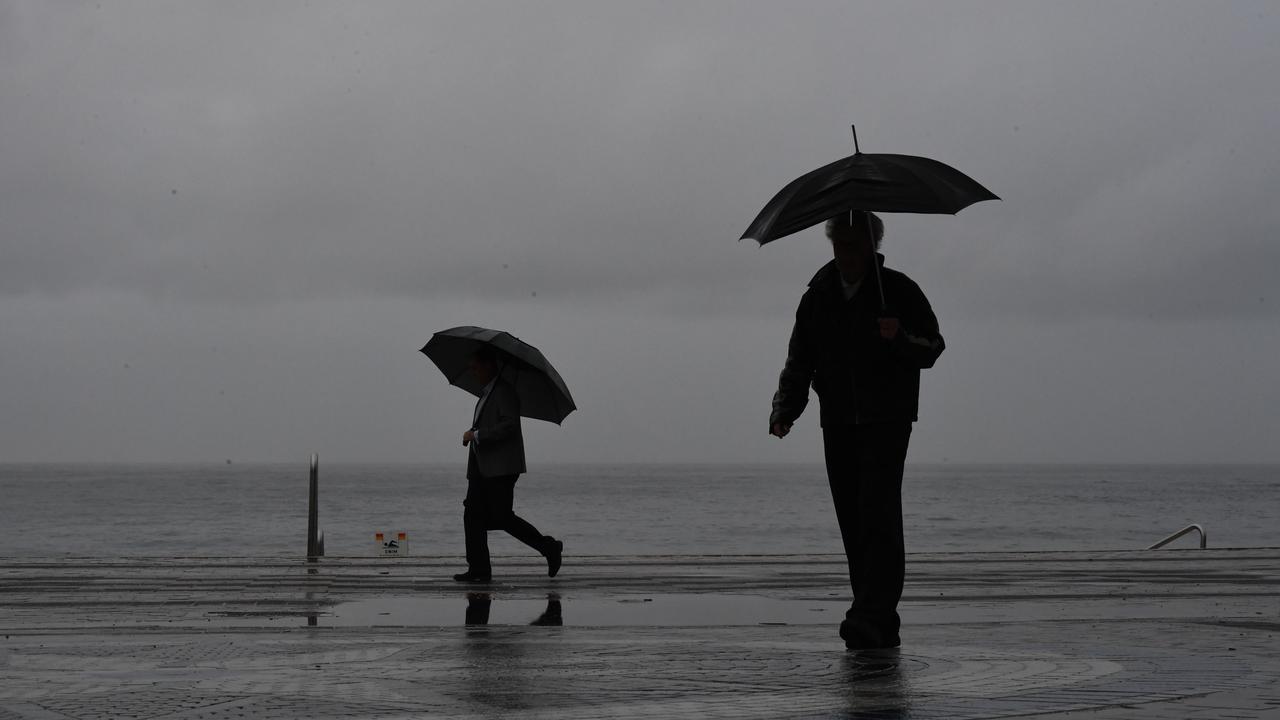 People in rain