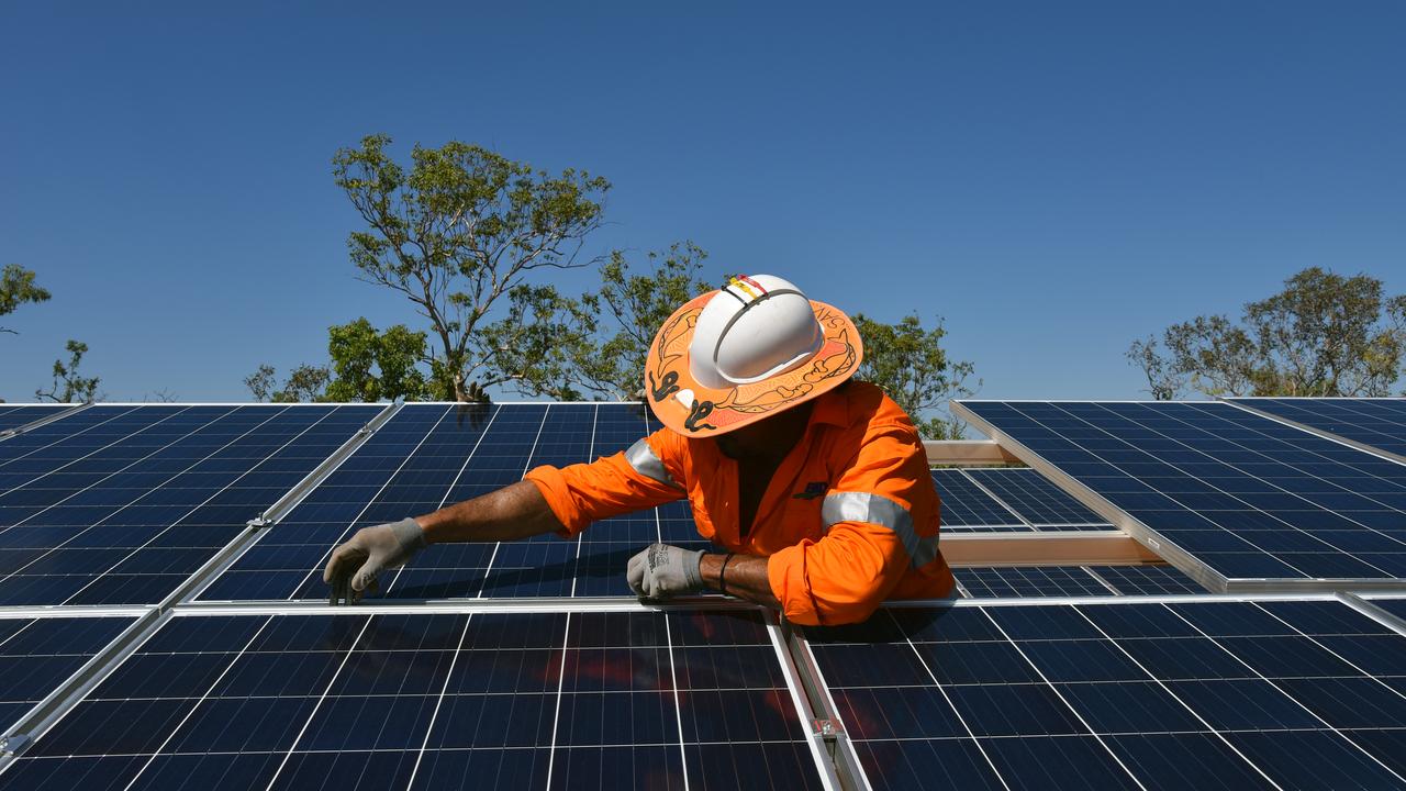 Rooftop solar worker