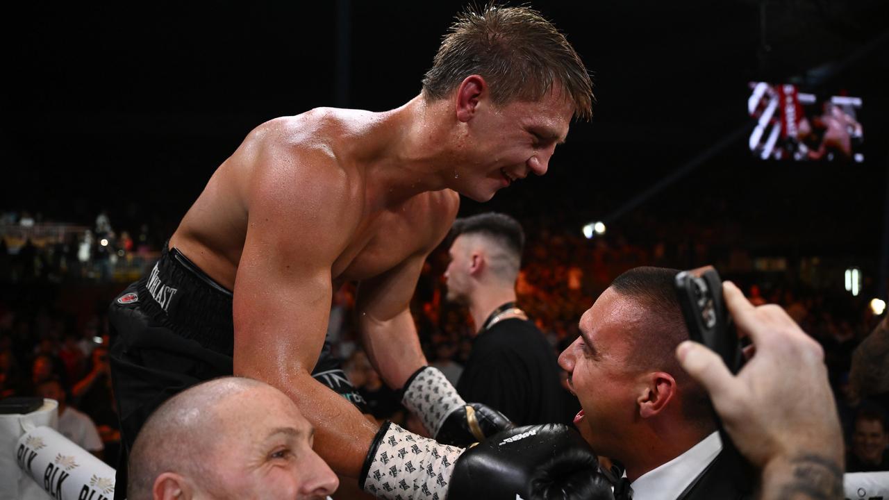 Nikita Tszyu celebrates with brother Tim