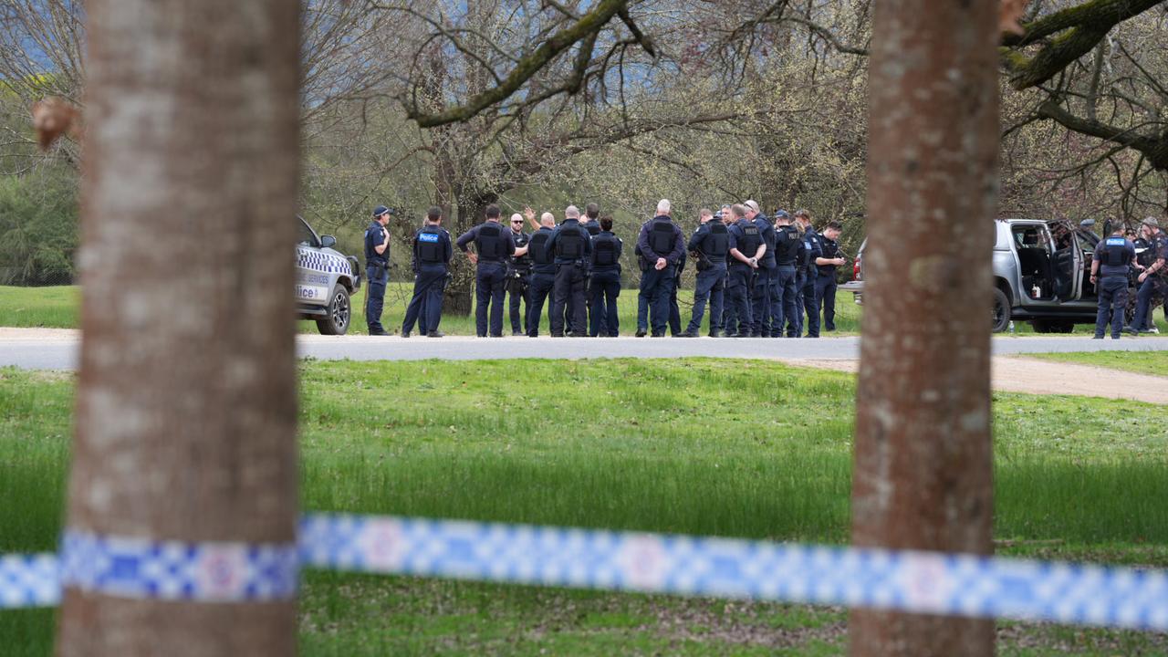Police at the scene of a shooting