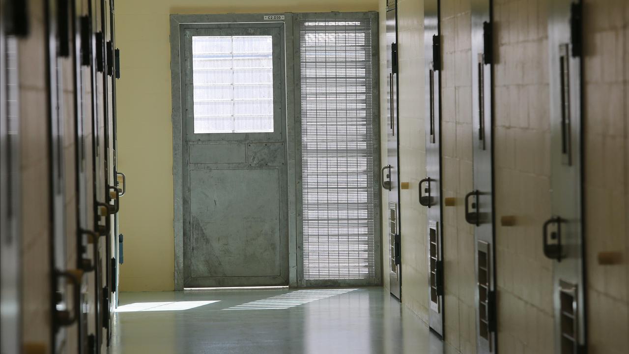 A prison cell corridor.
