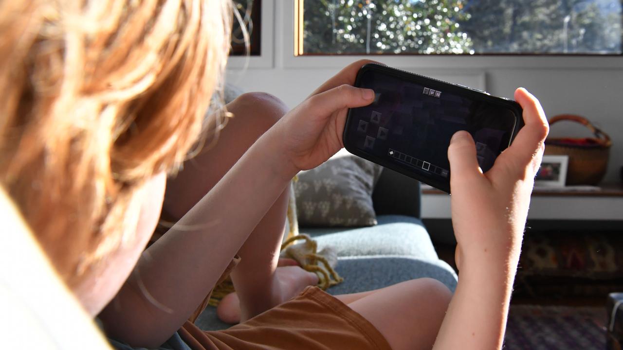 Child uses phone