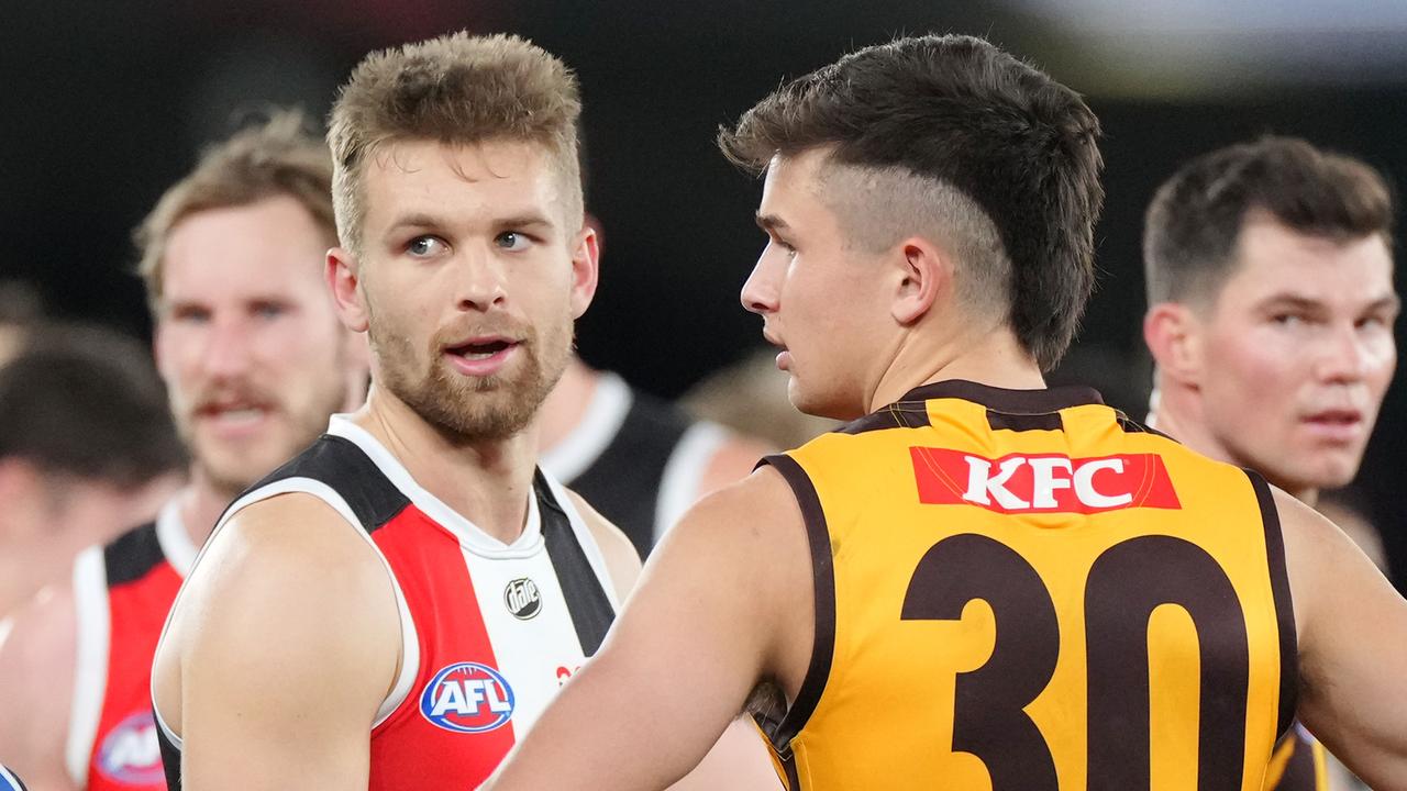 St Kilda's Dan Butler and Hawthorn's Sam Butler.