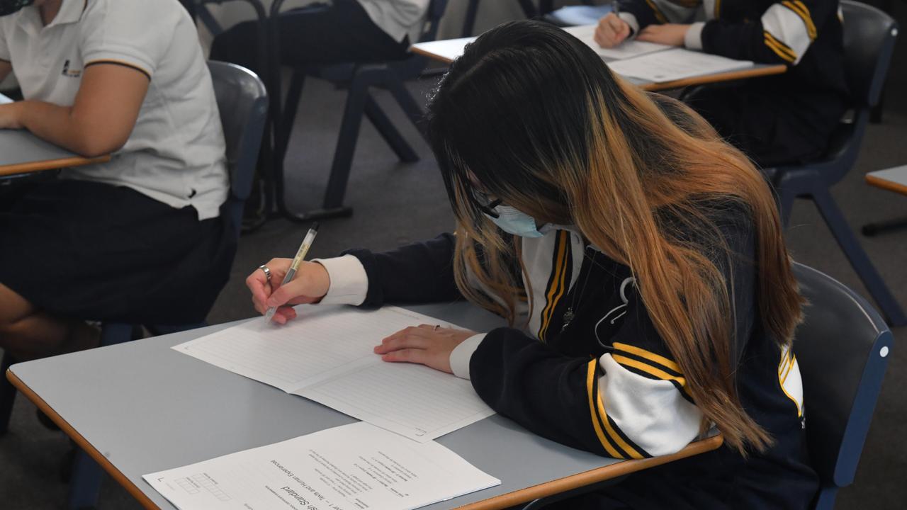 Student takes exam