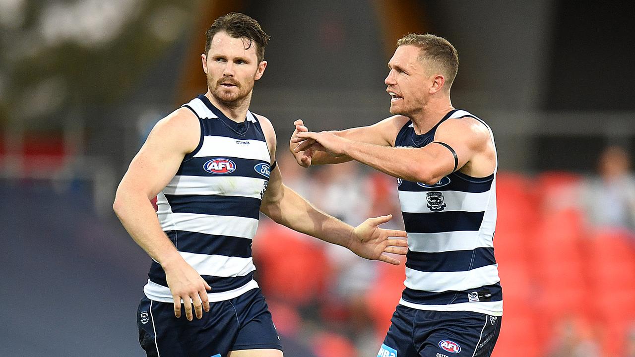 (L-R) Patrick Dangerfield and Joel Selwood.