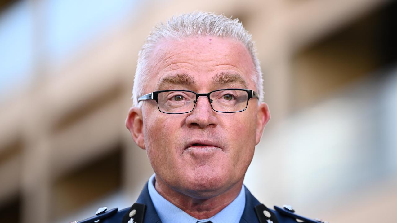 New NSW Police Commissioner Mal Lanyon speaks to reporters in Sydney