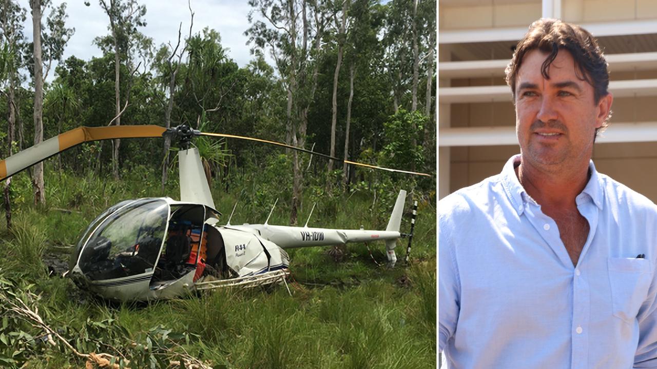 The crashed chopper and Matt Wright (file)