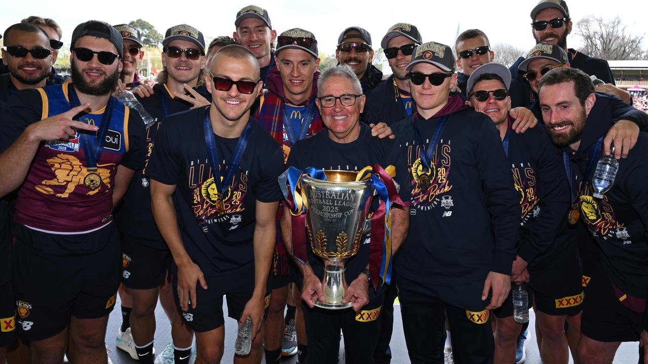 Chris Fagan and the players showed off the premiership trophy