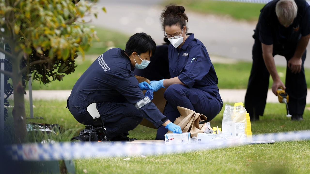 Forensics officers at the scene (file)