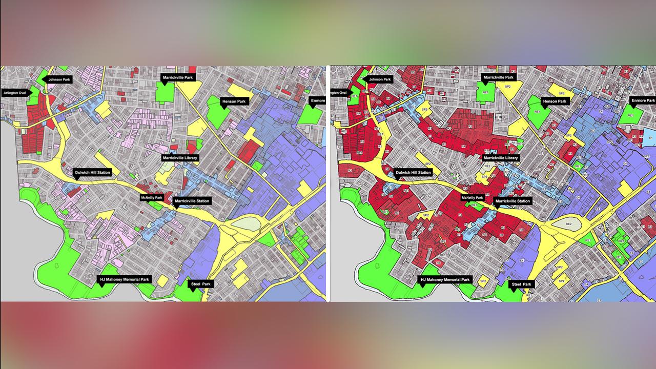 Draft maps showing Inner West Council's upzoning plans
