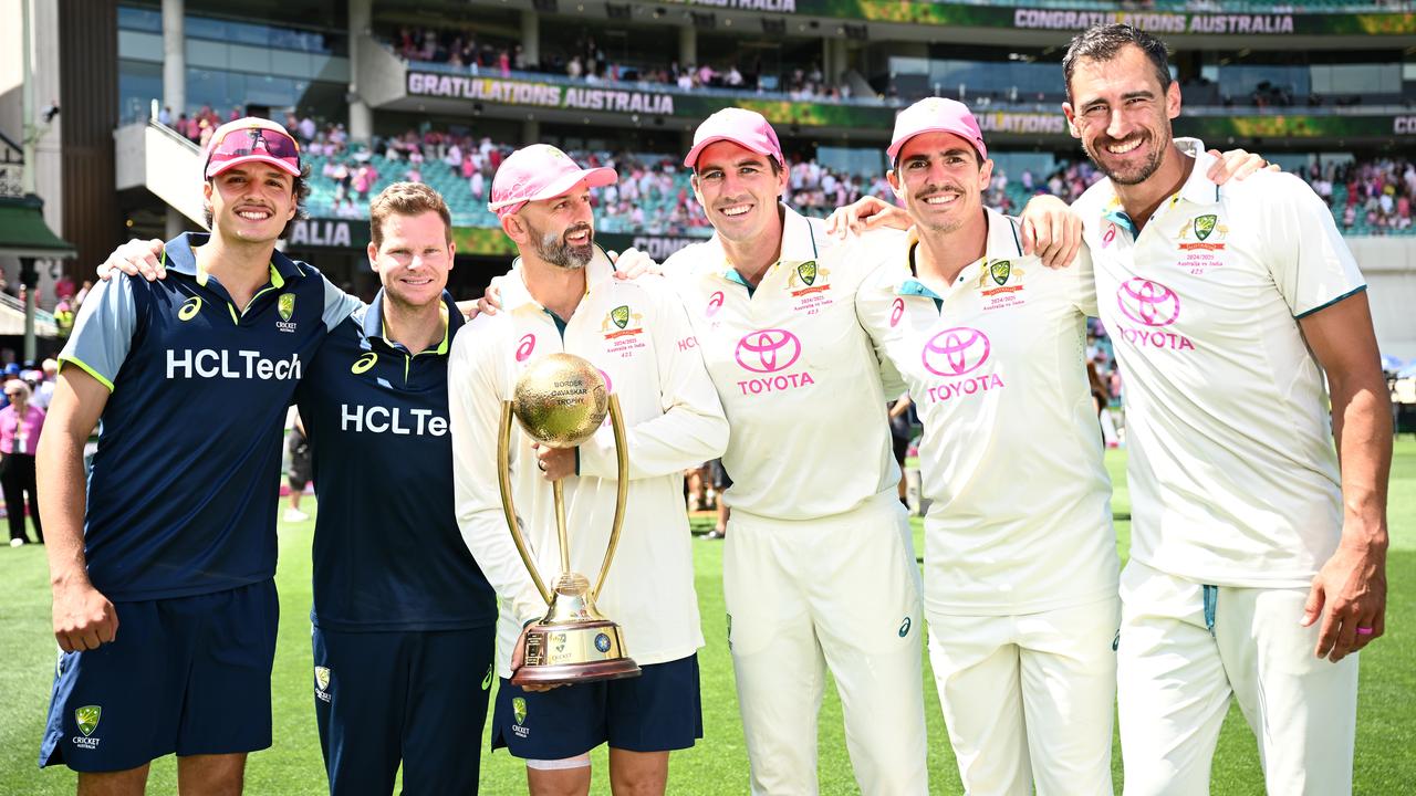 Celebrating Australian cricketers.