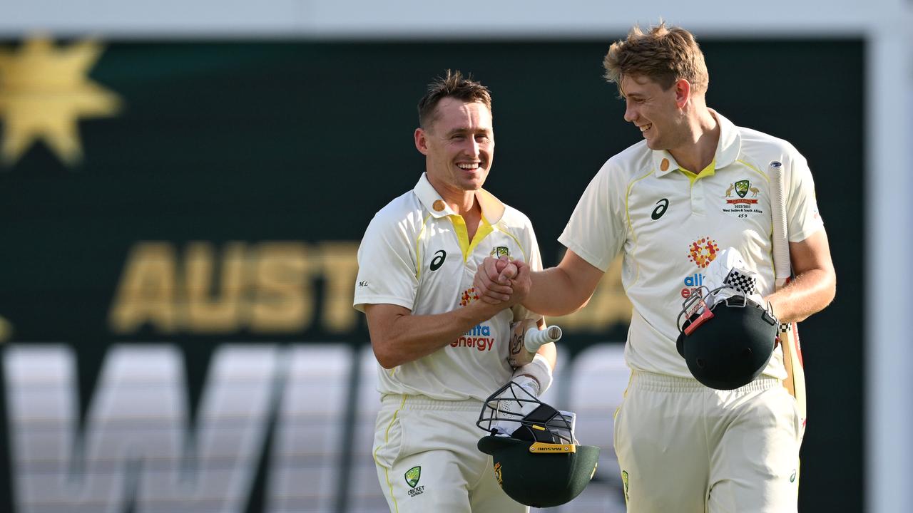 (L-R) Marnus Labuschagne and Cameron Green.
