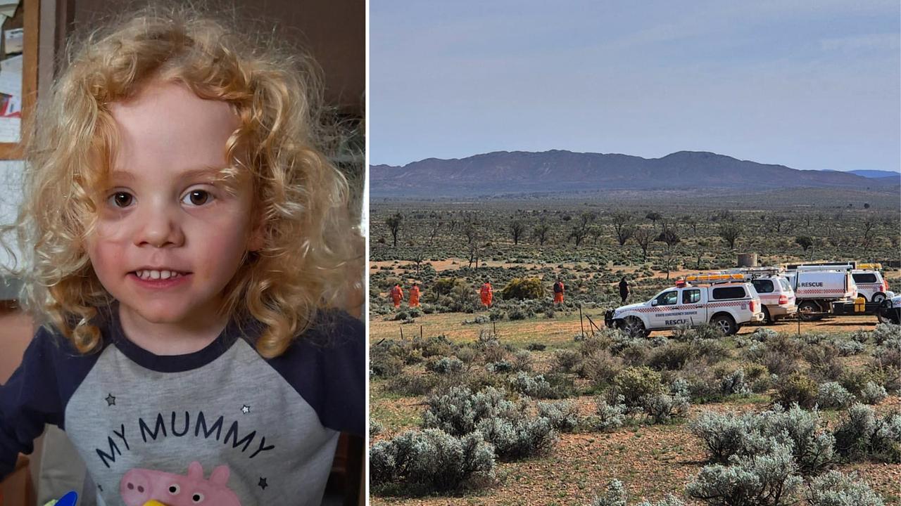Diptych of missing boy Gus Lamont and a police search in SA