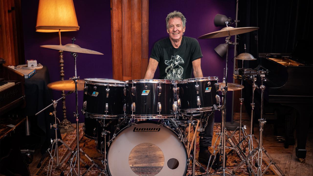 Black Ludwig drum kit played by Midnight Oil's Rob Hirst