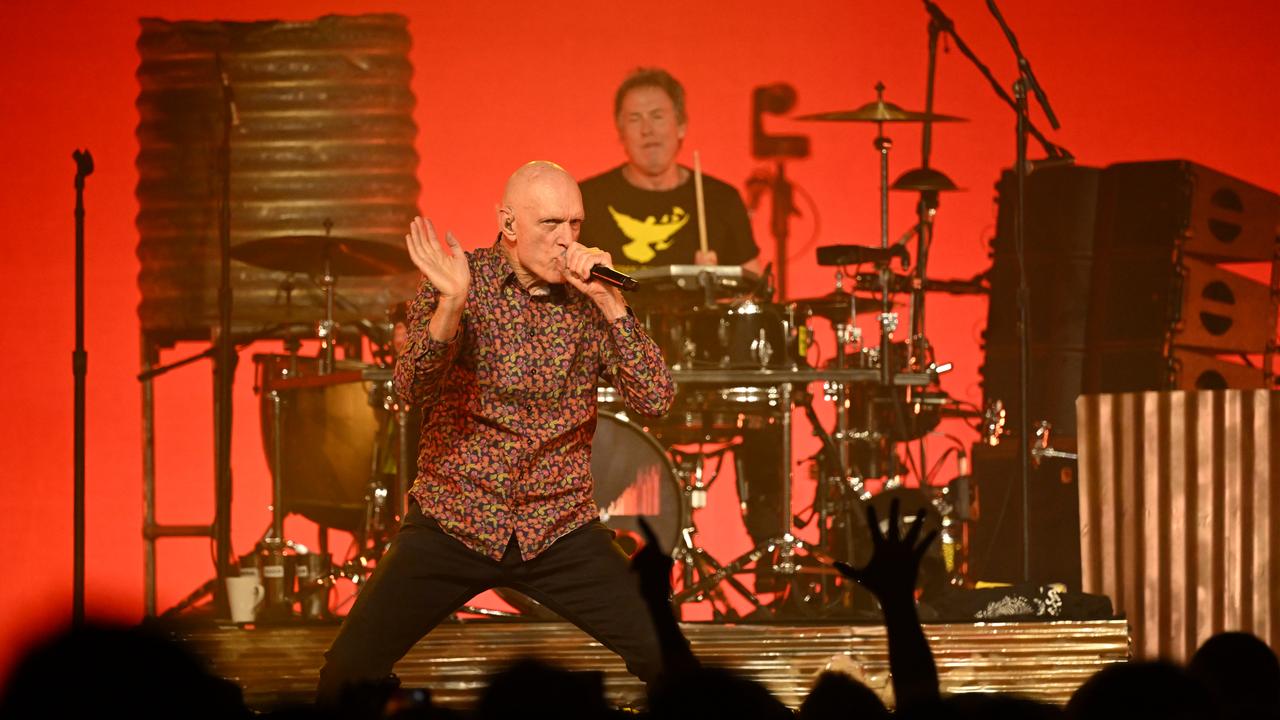 Midnight Oil, fronted by Peter Garrett, performing during in Sydney