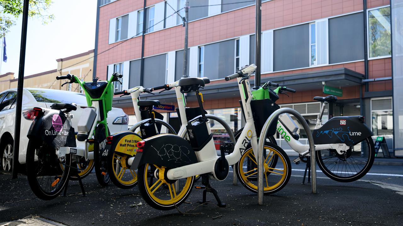 E-bikes along the footpath in Sydney