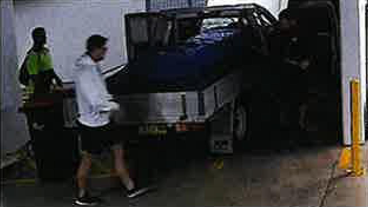The metal cabinet loaded on a ute