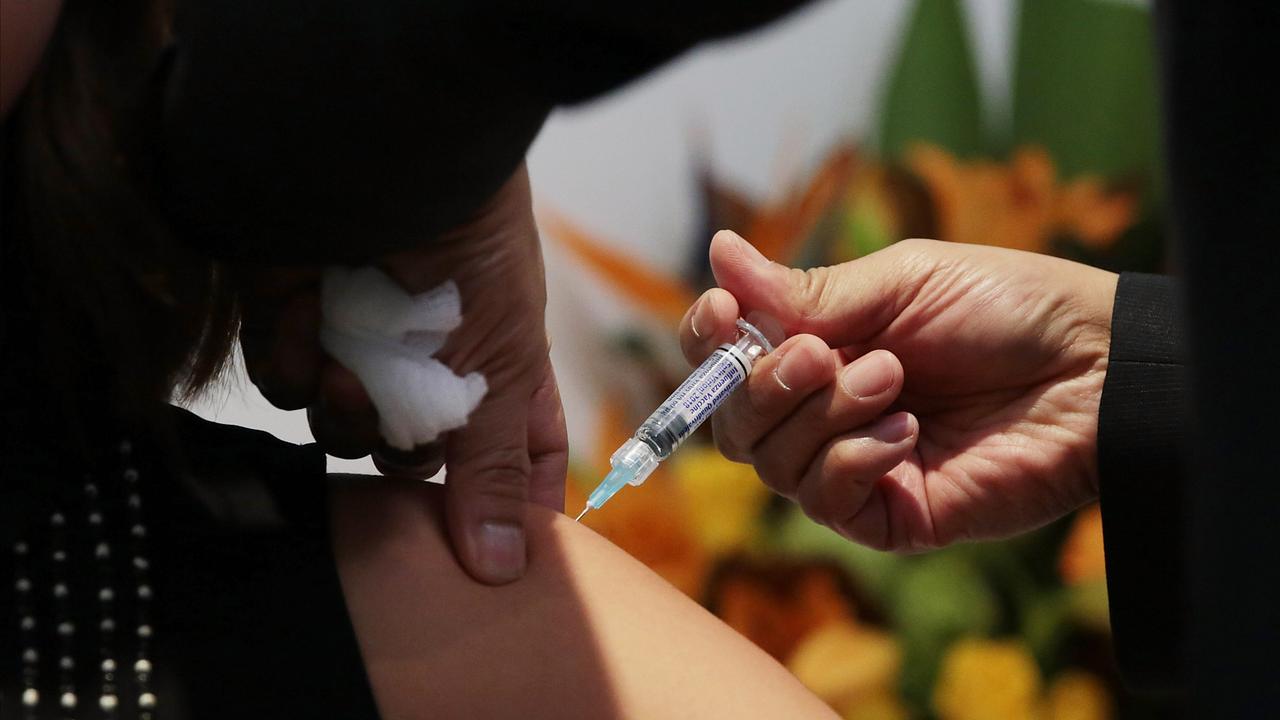 Someone being vaccinated