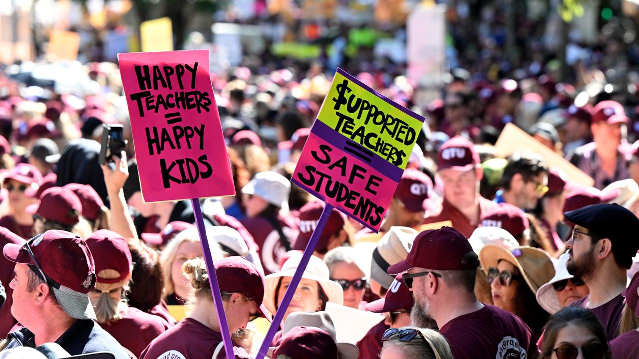 Striking teachers are seen protesting (file image)