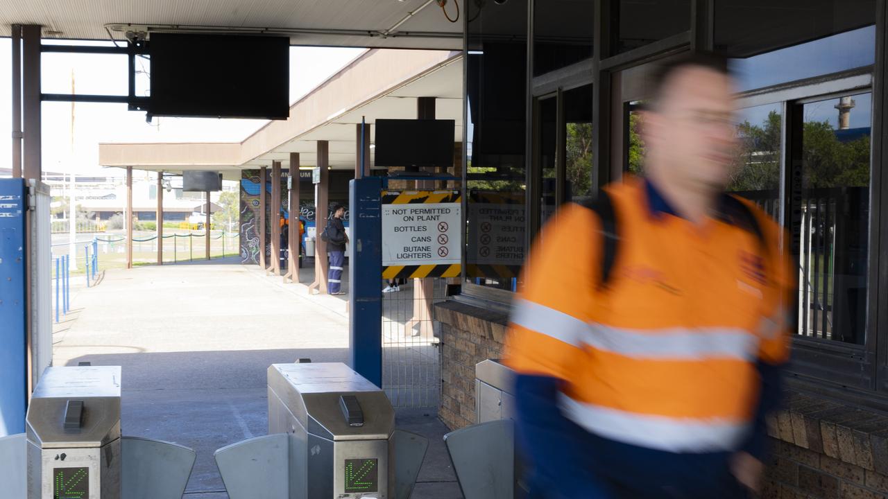 A worker completes his shift at Tomago Aluminium