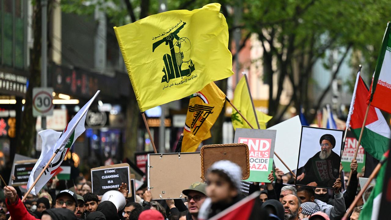 A Hezbollah flag is seen during a pro-Palestine rally (file image)