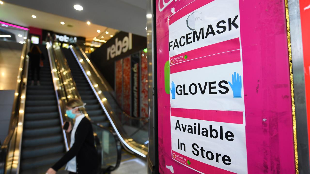 Signage for facemarks and gloves (file image)