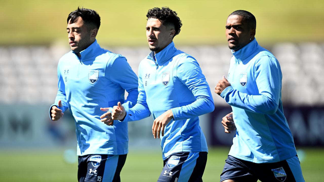 (L-R) Leo Sena, Anas Ouahim and Douglas Costa.