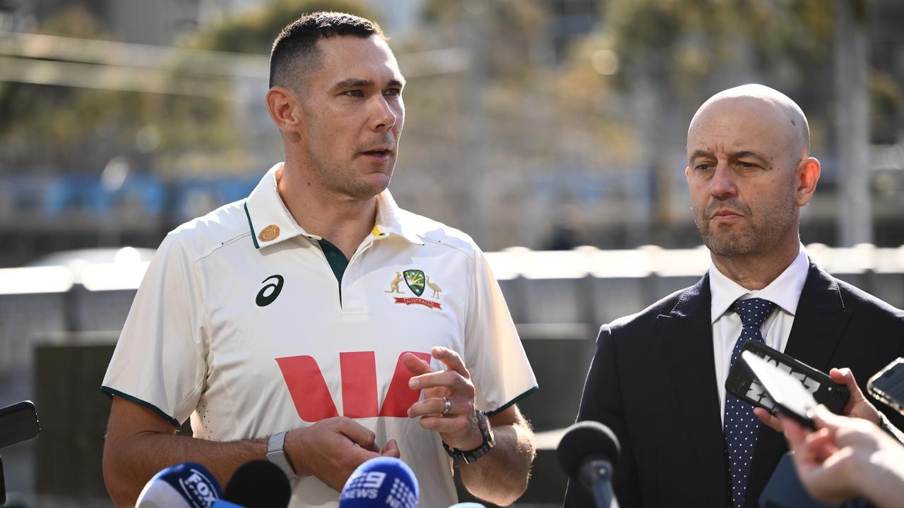 Scott Boland and Cricket Australia CEO Todd Greenberg