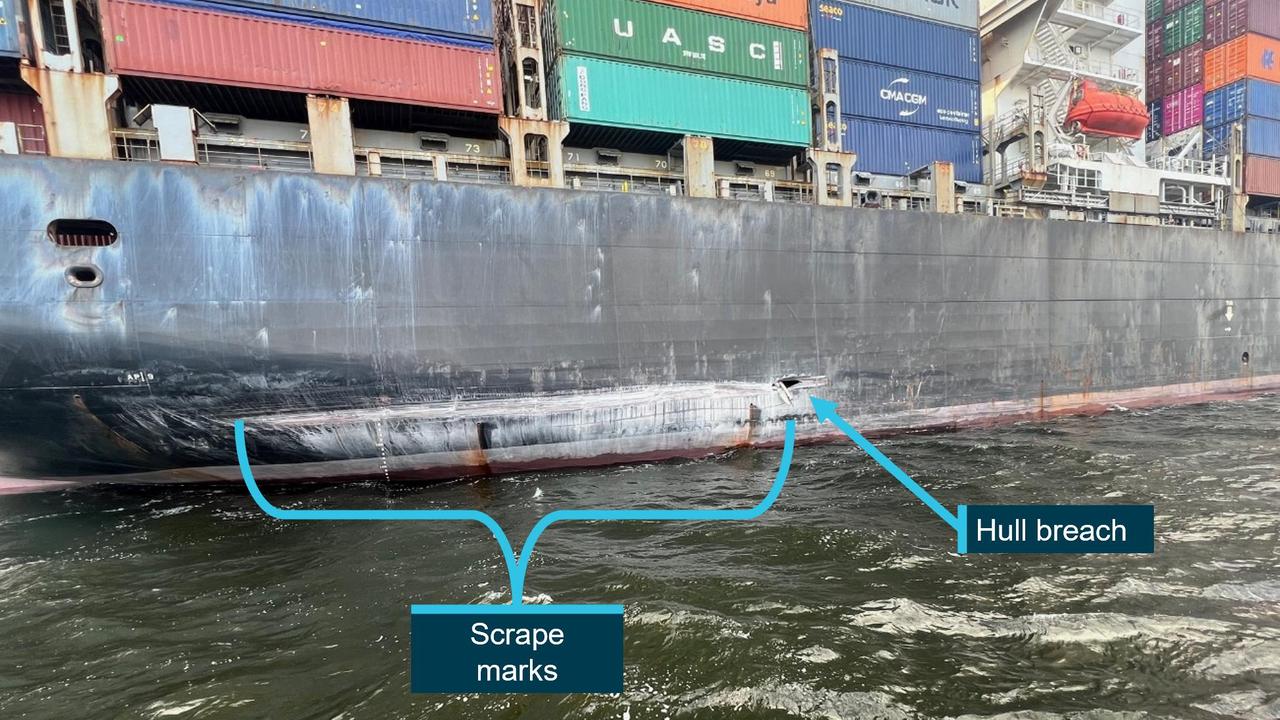 The damaged Maersk Shekou
