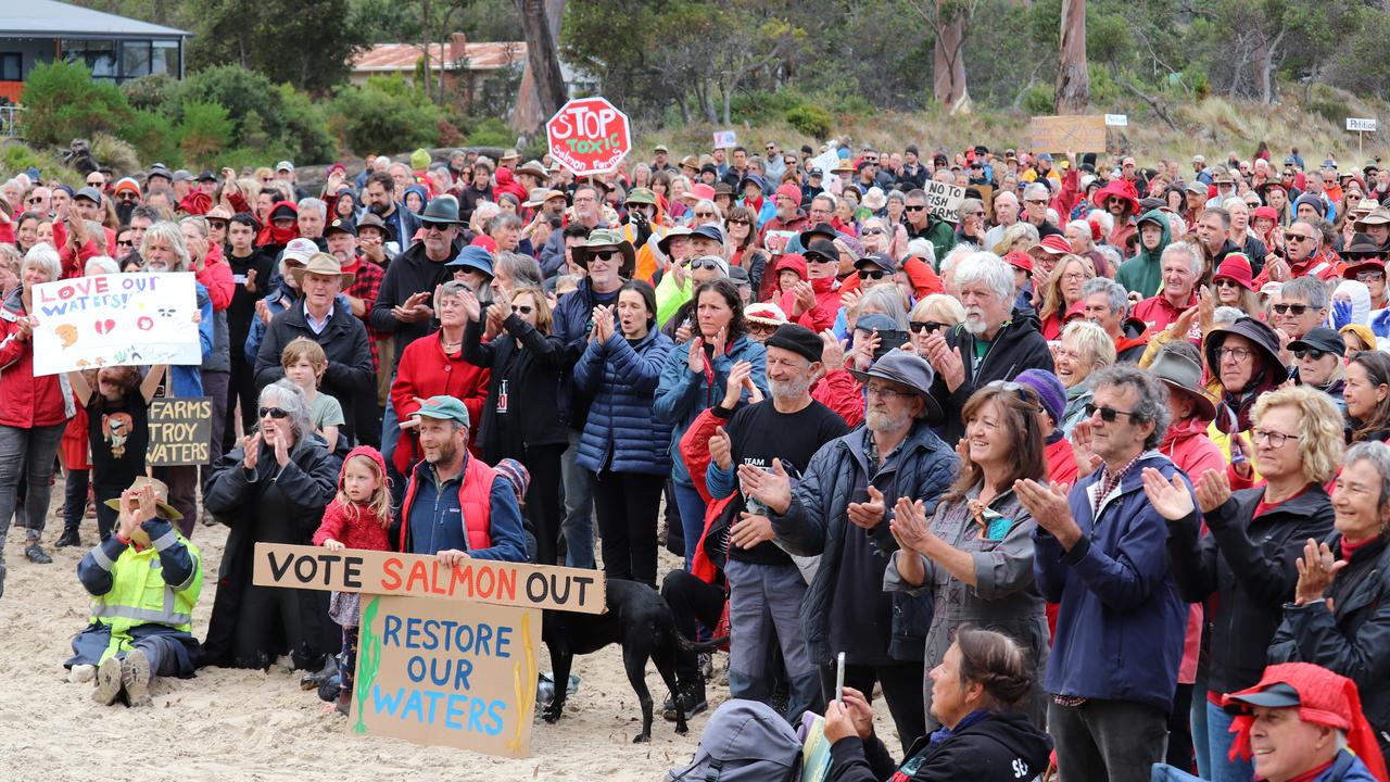 A file photo of Anti-salmon farming protesters