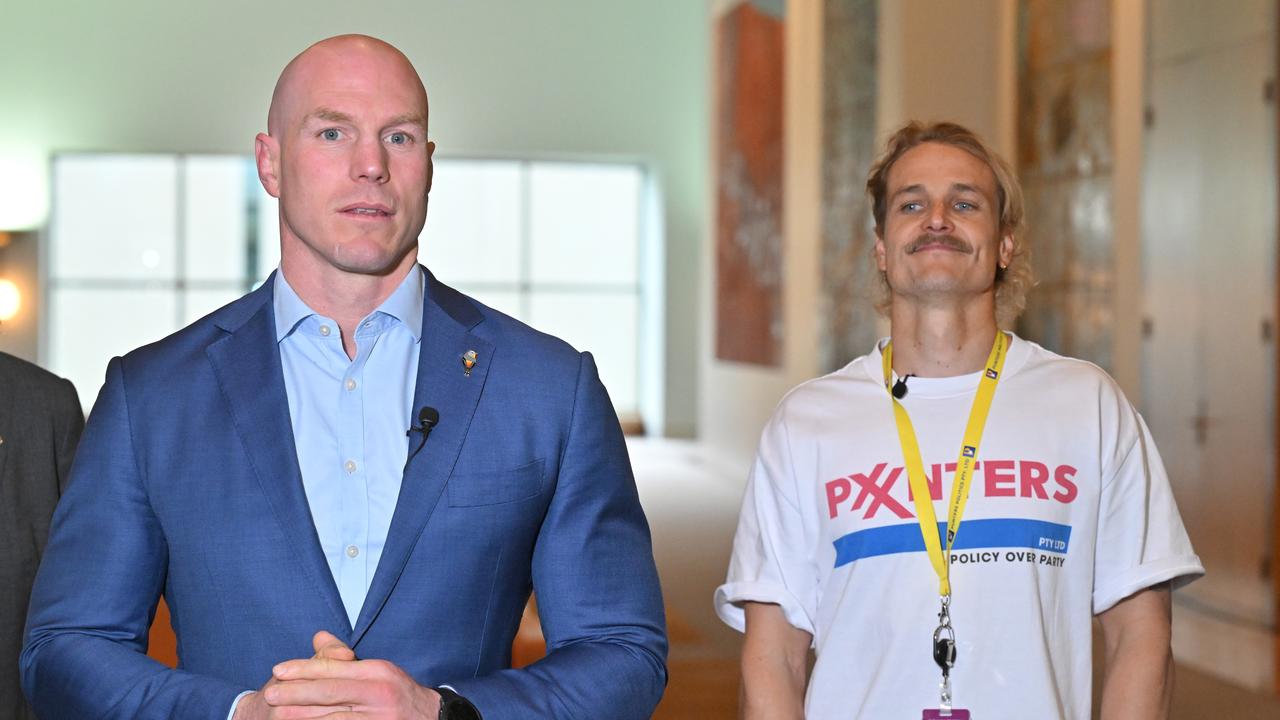 Senator David Pocock and podcaster Konrad Benjamin