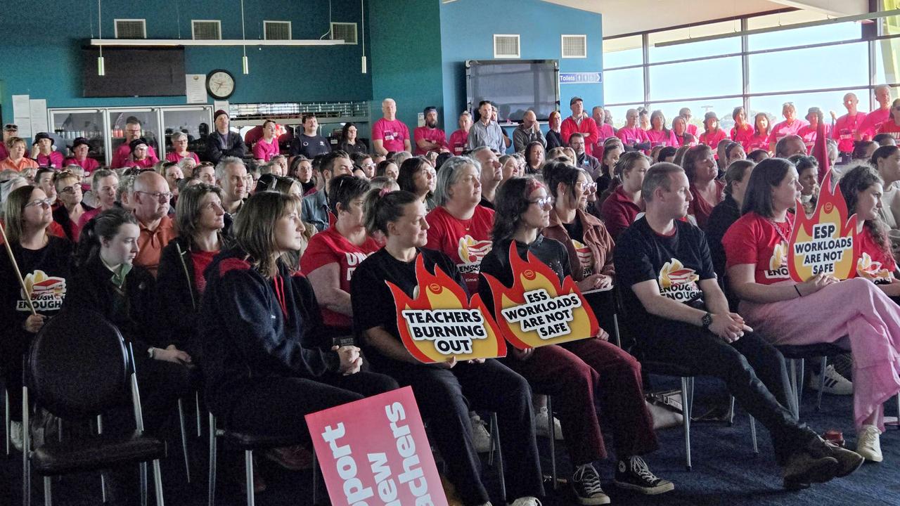 Tasmanian public sector workers at a stop work meeting