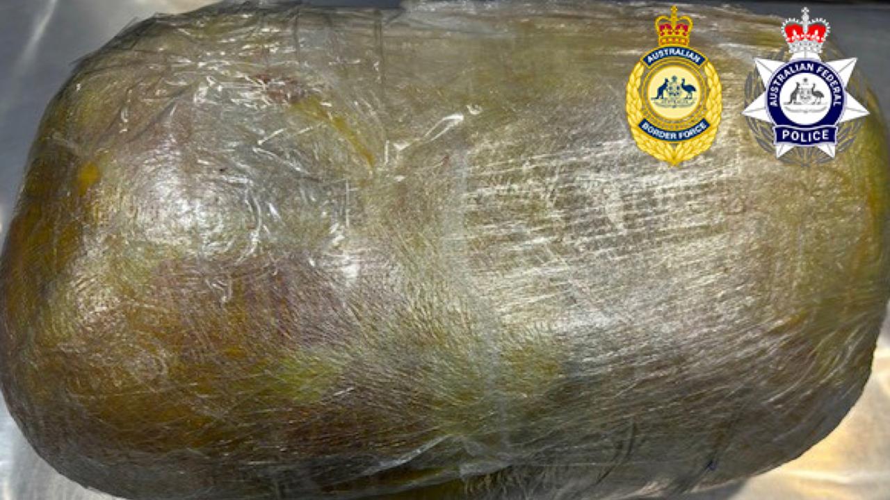 The plastic-wrapped package of cocaine