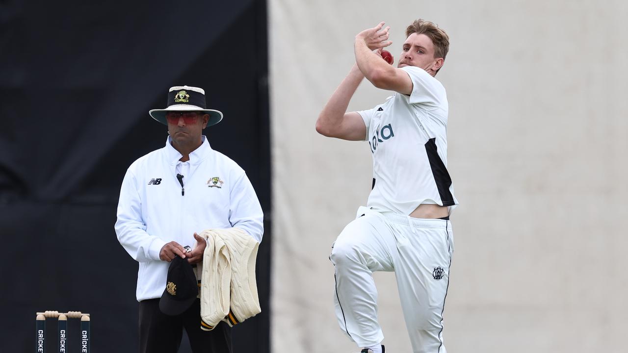 Cameron Green of WA bowls during