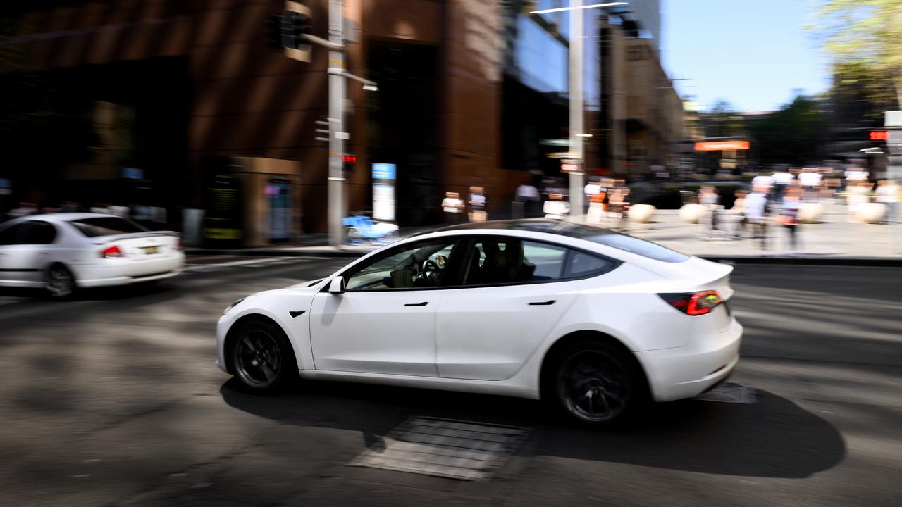A Tesla electric vehicle is seen on the streets in Sydney