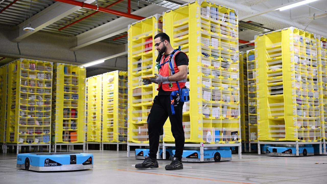 Amazon robot at Amazon Robotics Fulfilment Centre in Sydney