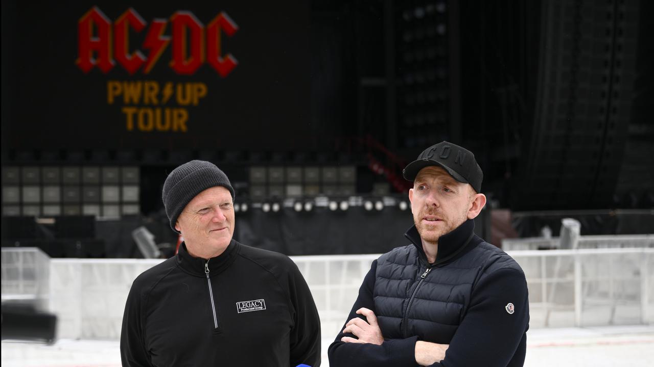 Roadie Dale Skjerseth and AC/DC head of production Will Keating