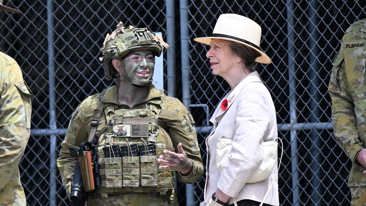 Princess Anne meets soldiers at Gallipoli Barracks in Brisbane