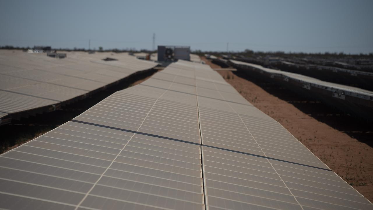 Panels at the solar and battery project in Port Hedland, WA