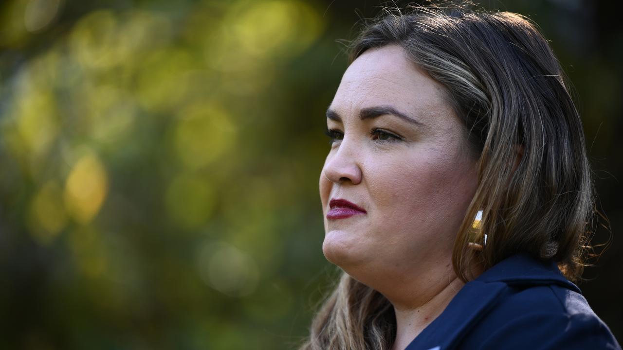 Clare Leaney speaks during a press conference