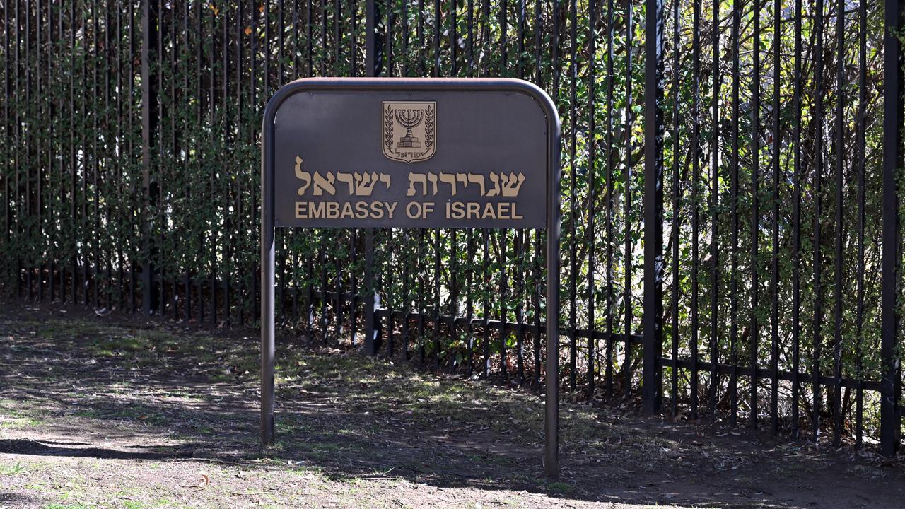 Signage for Israel's Embassy in Canberra (file image)